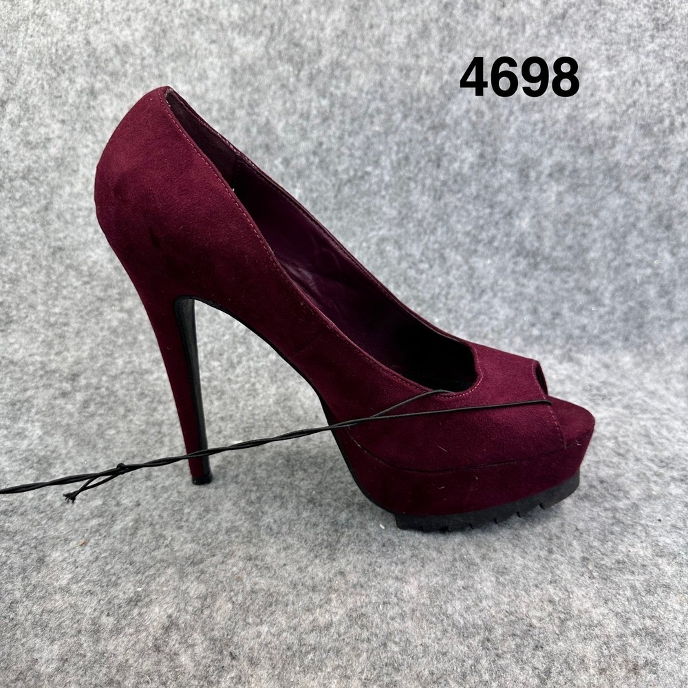 Forever 21 Womens Size 8.5 Heels Wine Faux Suede Peep Toe Platform Stilleto New